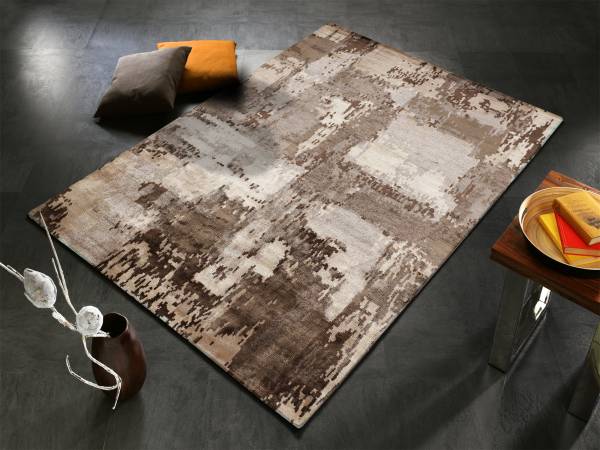 COASTAL CHENNAI handgeknüpfter echter original Nepal Designer Teppich Kurzflor dezenter Glanz