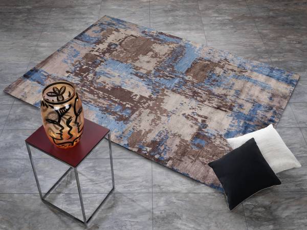 COASTAL CHENNAI handgeknüpfter echter original Nepal Designer Teppich Kurzflor dezenter Glanz