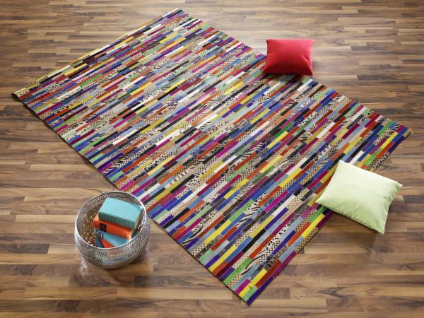 MONTANA BALLERO Rinderfell-Patchwork-Lederteppich