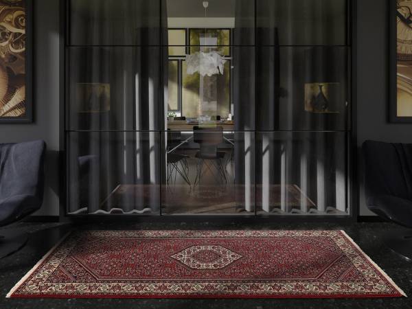 KAMARO BIDJAR echter klassischer handgeknüpfter Orient-Teppichläufer