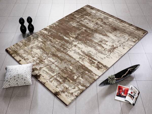 SERENA VALERO handgeknüpfter echter original Nepal Designer Teppich Kurzflor dezenter Glanz