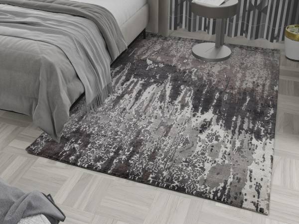 ROYAL GISELA handgeknüpfter echter original Nepal Designer Teppich Kurzflor dezenter Glanz