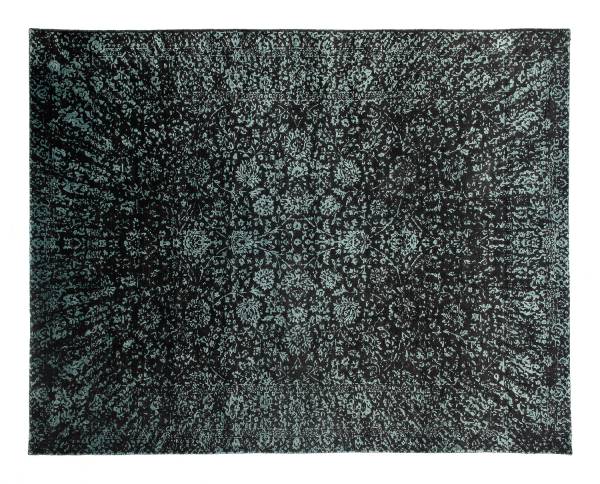 SHADOW TACHE moderner Designer Teppich mit 3D Optik in grau-türkis, Größe: 70x140 cm