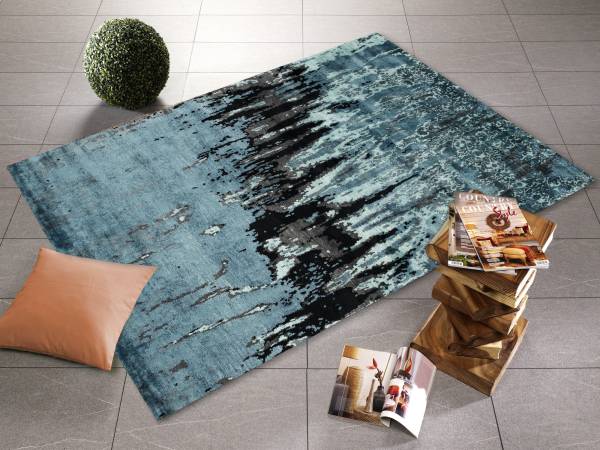 ROYAL GISELA handgeknüpfter echter original Nepal Designer Teppich Kurzflor dezenter Glanz