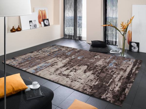 SERENA VALERO handgeknüpfter echter original Nepal Designer Teppich Kurzflor dezenter Glanz