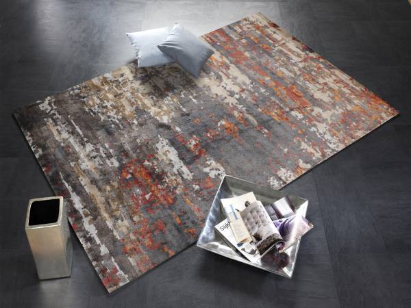 SERENA VALERO handgeknüpfter echter original Nepal Designer Teppich Kurzflor dezenter Glanz