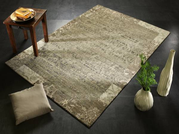 EMPORIUM SILK NATINI BORDER echter original handgeknüpfter Nepal-Teppich