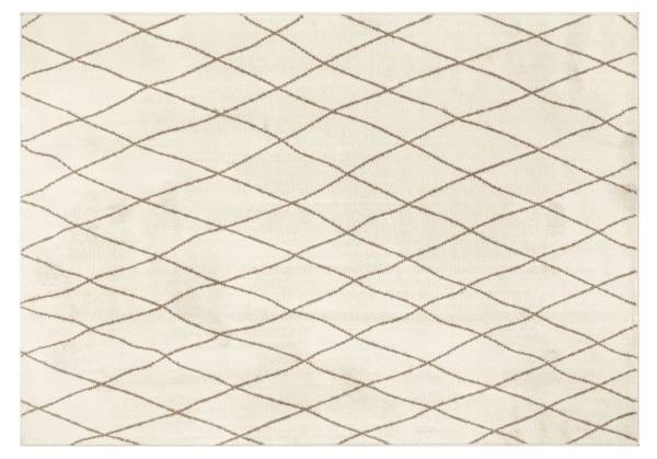 JUGAR BAMI moderner Designer Teppich mit Öko-Tex in weiss-braun, Größe: 80x150 cm
