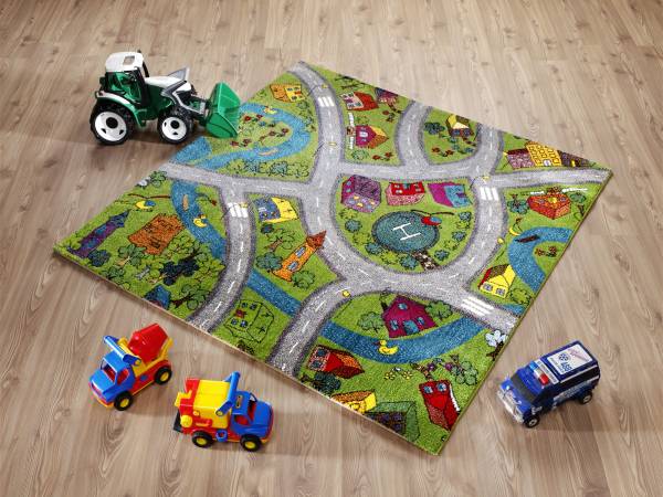 KIDSCLUB HELI TOWN Kinderteppich mit Stadt-und Straßen-Motiv