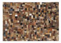 JEANS LABEL Rinderfell Lederteppich Patchwork in multicolor, Größe: 70x140 cm