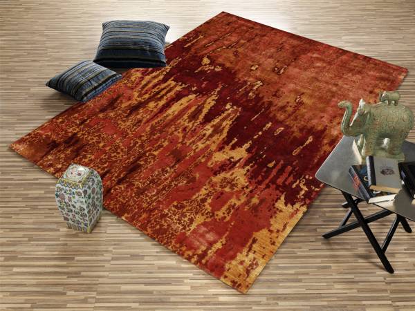 ROYAL GISELA handgeknüpfter echter original Nepal Designer Teppich Kurzflor dezenter Glanz