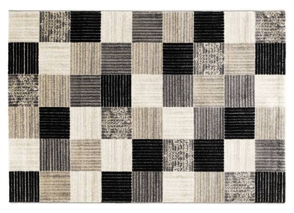 PELOTA MIRIS moderner Designer Teppich mit Öko-Tex in creme-grau-schwarz, Größe: 80x150 cm
