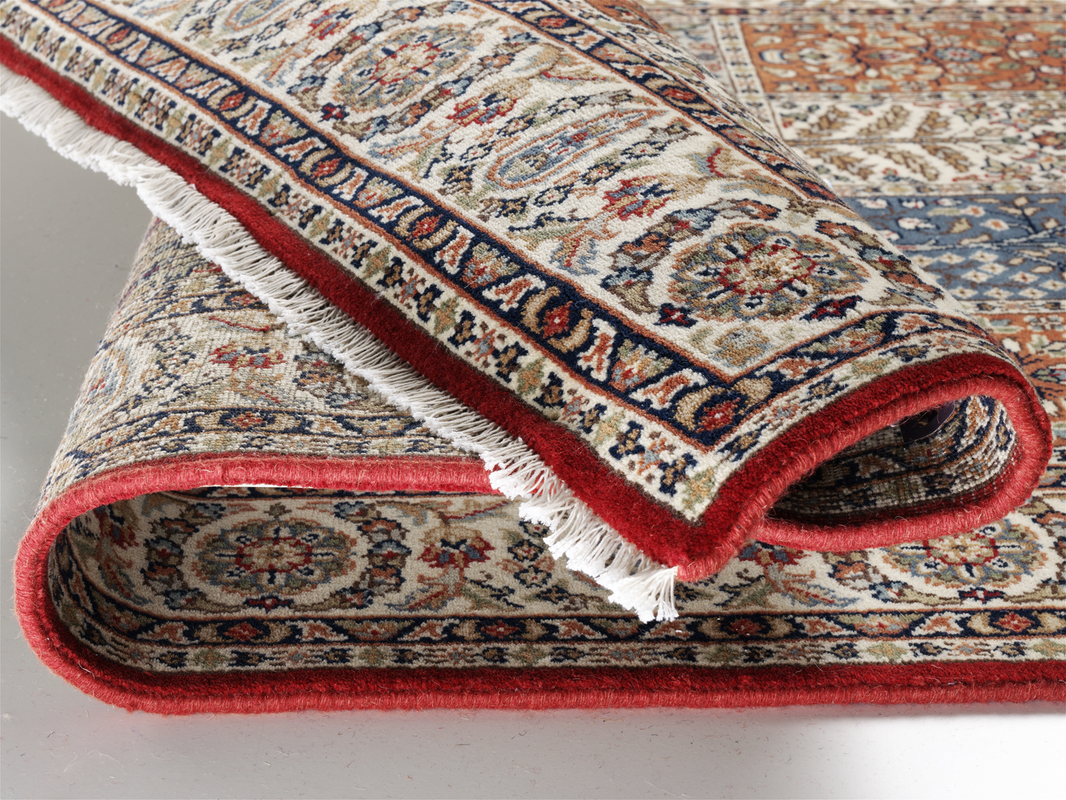 BADOHI BAKTHYARI Orient-Teppich Handgeknüpft | 60x90 Cm, Rot-creme, 100% Schurwolle, Für Wohnzimmer & Mehr