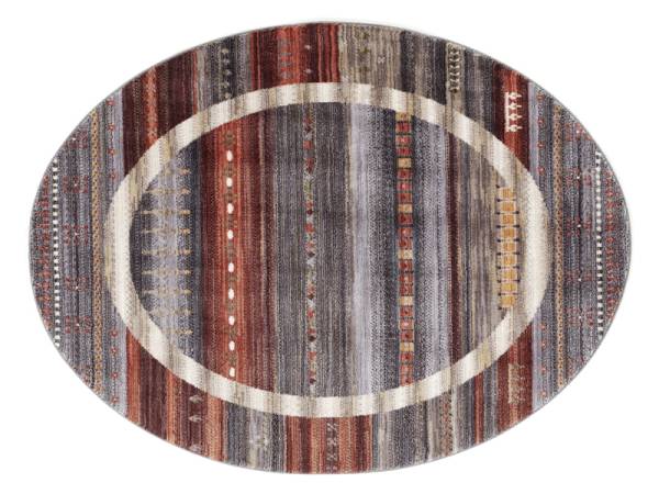 EKLIPSE BRIGHT moderner Designer Teppich in beige-braun-rot, Größe: 140 cm rund